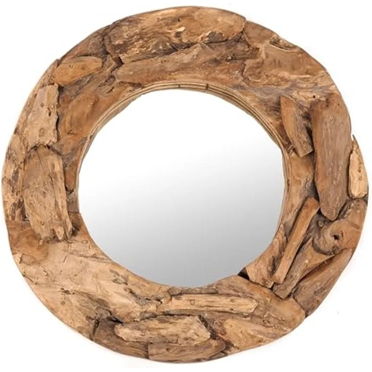 DESIGN DELIGHTS Wandspiegel RUNDER SPIEGEL "Holz massiv 60", Treibholz, Ø 60 cm, Wandspiegel