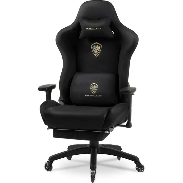 Dowinx Gaming-Stuhl Atmungsaktiver und Ergonomischer Bürostuhl aus Mikrofaser-Velours (Packung), Mikrofaser-Velours, Ausziehbarer Fußstütze, Armlehnen Verstellbar – Bild 5
