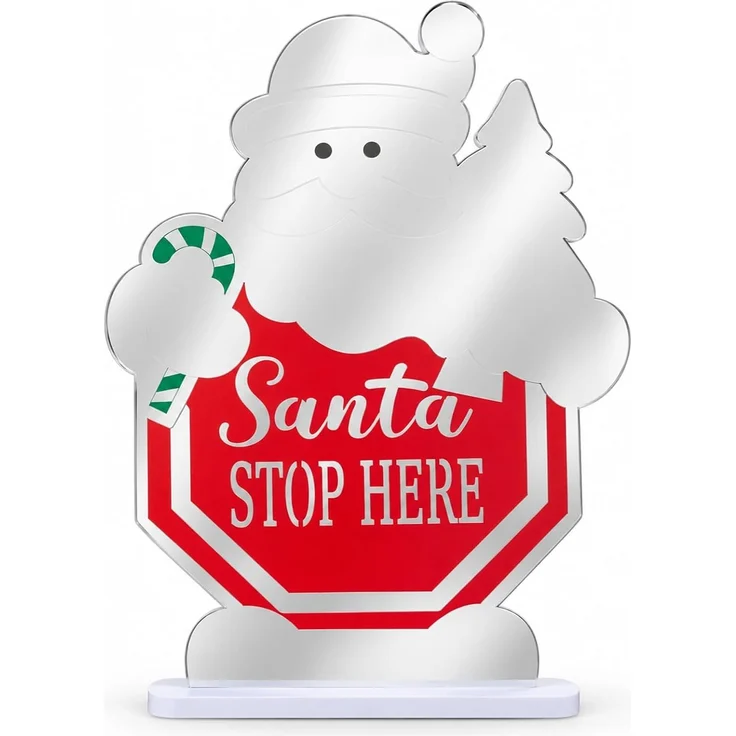 LED Infinity Spiegel Santa Stop Here 40,5 cm, Weihnachtsmann mit Timer – Bild 2