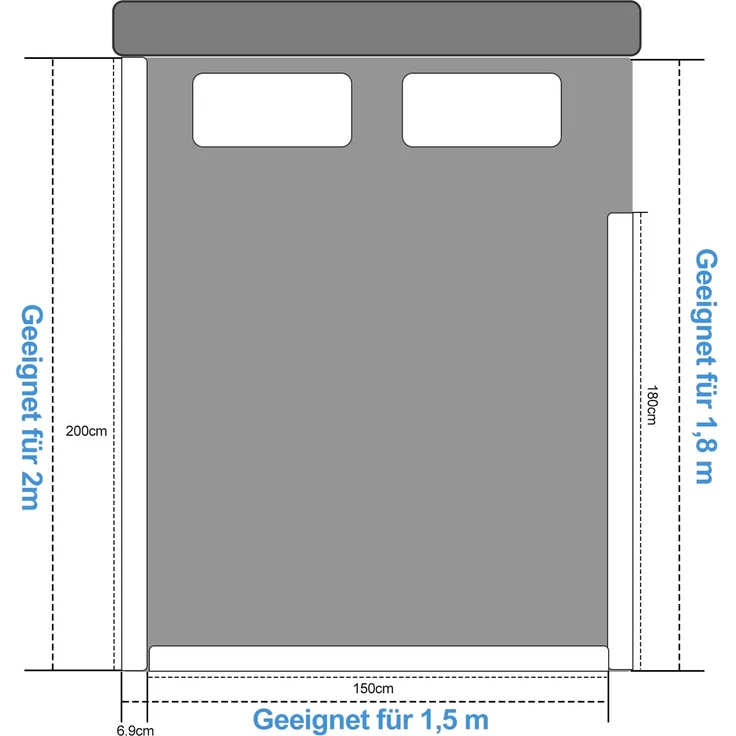 Eikuavons 1x Bettgitter 180cm Grau, höhenverstellbares Bettschutzgitter, Kinderbettgitter Babybettgitter Rausfallschutz für Familienbett & Kinderbett, Perlbaumwolle, Grau – Bild 7