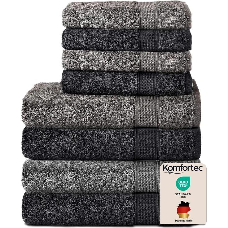Komfortec Handtuch Set 100% Baumwolle, 4 Badetücher 70x140 und 4 Handtücher 50x100 cm, Frottee (Packung, 8-St), Badehandtuch & XXL Saunatuch, Weich, Towel, Groß