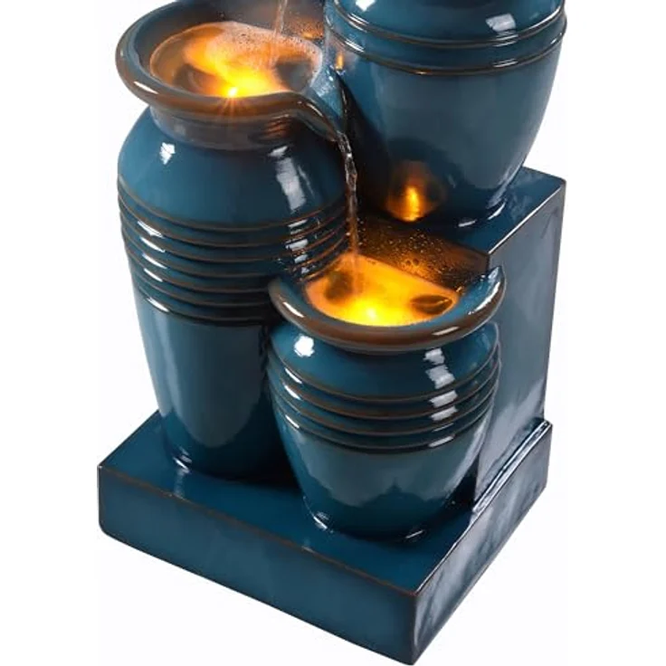 Teamson Home Gartenbrunnen Solarbrunnen in Schalenform Polyresin blau H73 cm – Bild 7