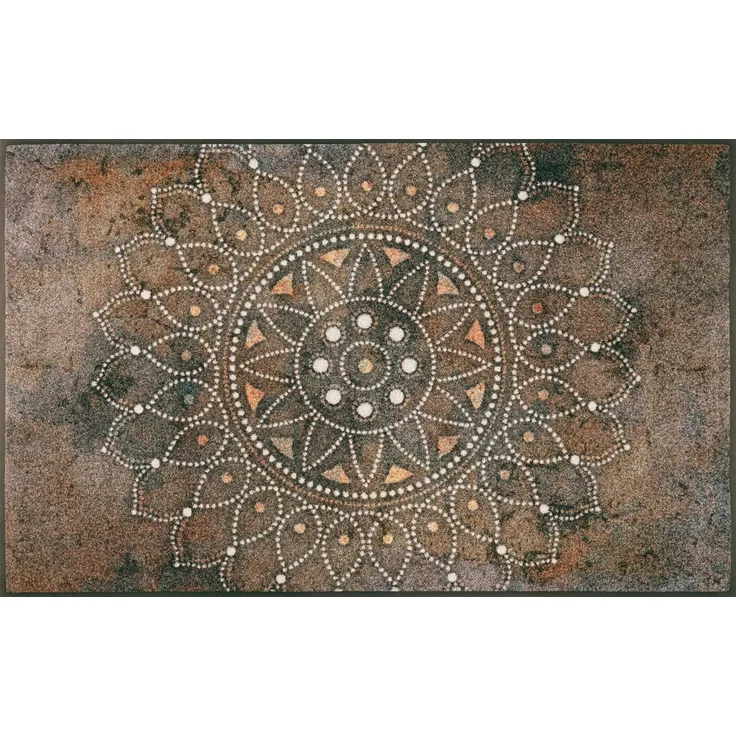 wash+dry by Kleen-Tex Teppich Madhana, rechteckig, Höhe: 7 mm, Motiv Mandala, rutschhemmend, In- und Outdoor geeignet, waschbar