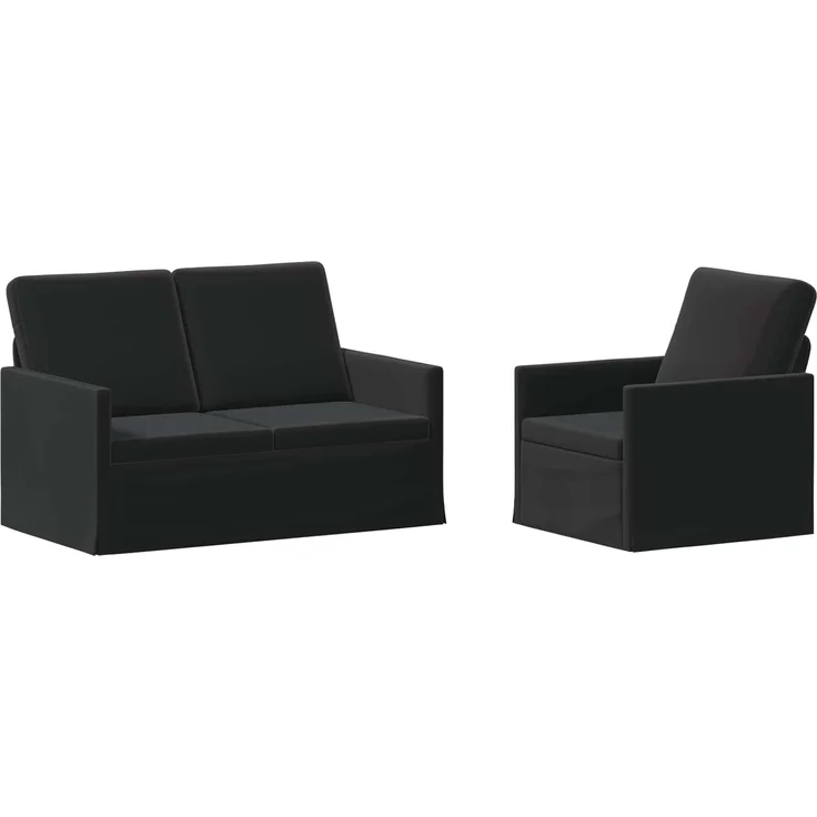 vidaXL Sofa-Set 2 pcs Schwarz Samt (V) 3433196 – Bild 1