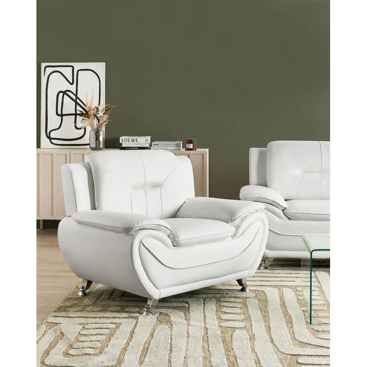 Sessel LEIRA Kunstleder Weiß – Bild 3
