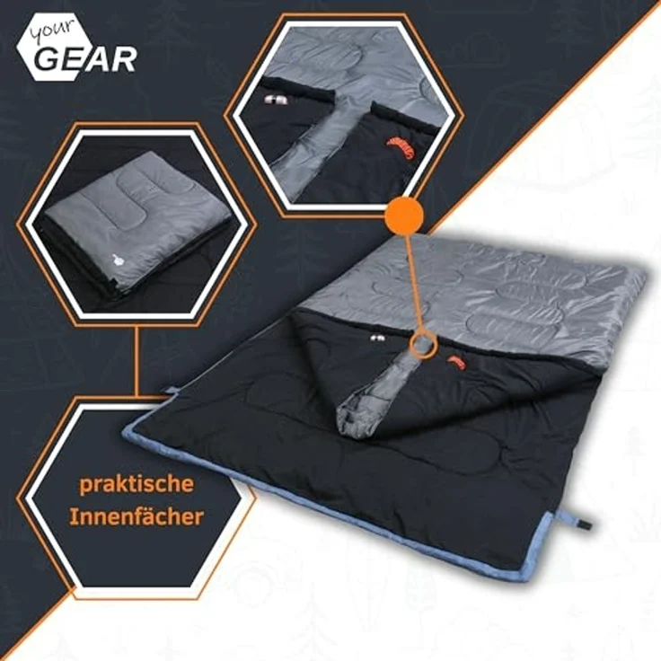 yourGEAR Doppeldeckenschlafsack your GEAR 2 Mann Schlafsack Marin -7°C Deckenschlafsack 220x150 – Bild 4