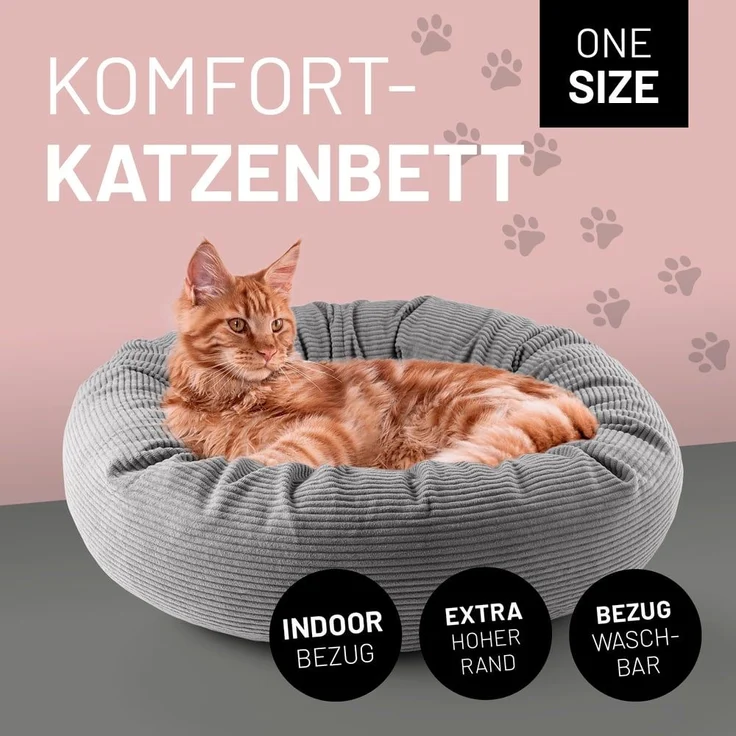 Lumaland Katzenbett Cord 60x20cm grau vakuumiert – Bild 2