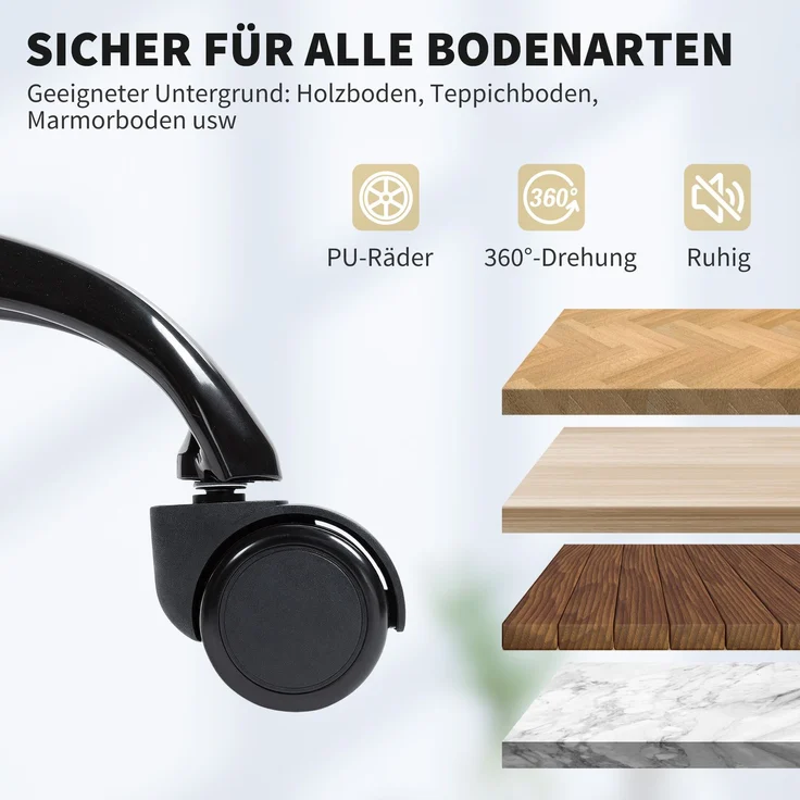HOMCOM Bürostuhl, Kunstleder, Mehrschichtenplatte, Beige, 67 x 65 x 119 cm – Bild 8