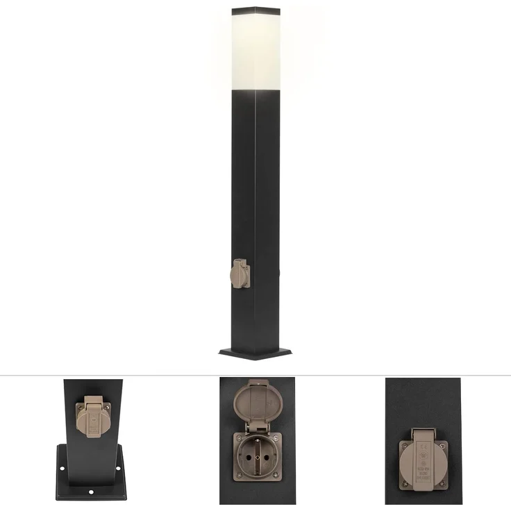 Grafner Gartenleuchte Wegleuchte Standleuchte 80 cm Außensteckdose anthrazit 2 Steckdosen, ohne Leuchtmittel, Standleuchte – Bild 2