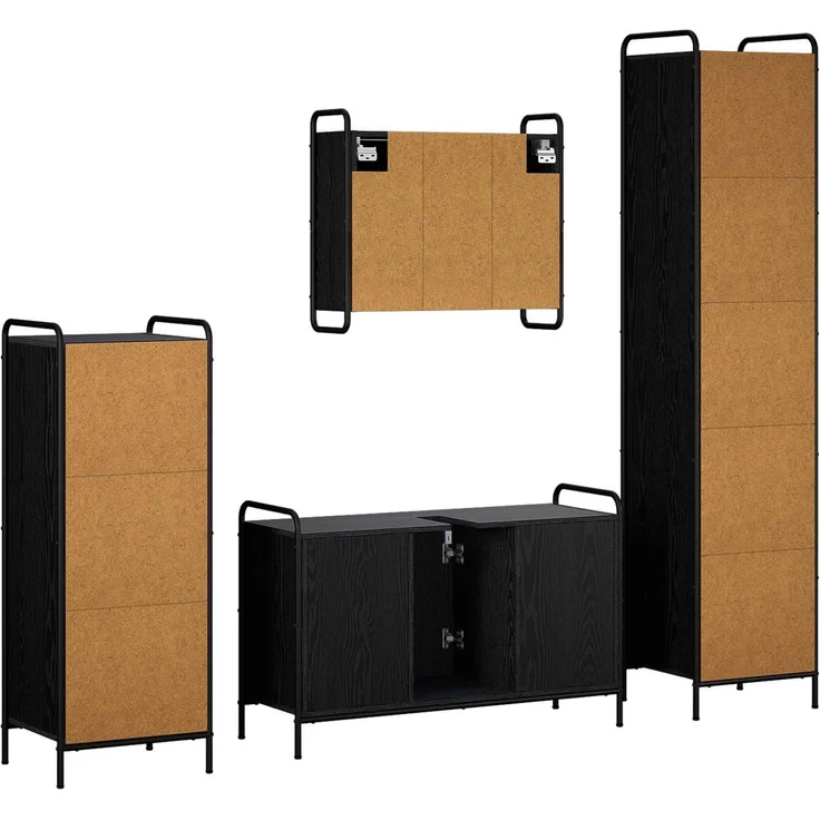 vidaXL Badezimmerschrank-Set 4 stk. Schwarz Eichen-Optik 3444633 – Bild 8