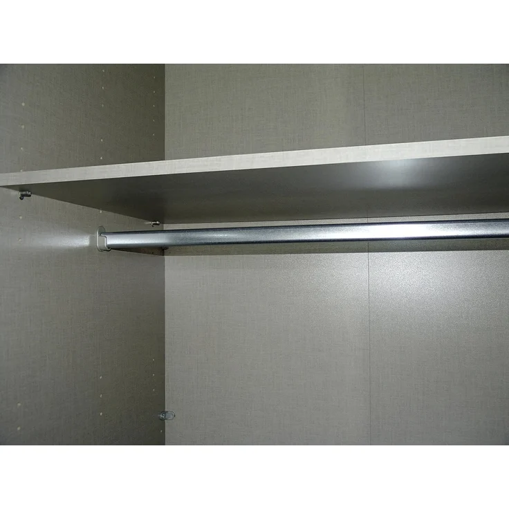 Rauch Möbel Quadra Kleiderschrank, Schwebetürenschrank, 2-türig, inkl. Zubehörpaket Basic 3 Einlegeböden 3 Kleiderstangen, Farbe Alpinweiß/Grau metallic, BxHxT 270 x 210 x 62 cm – Bild 4