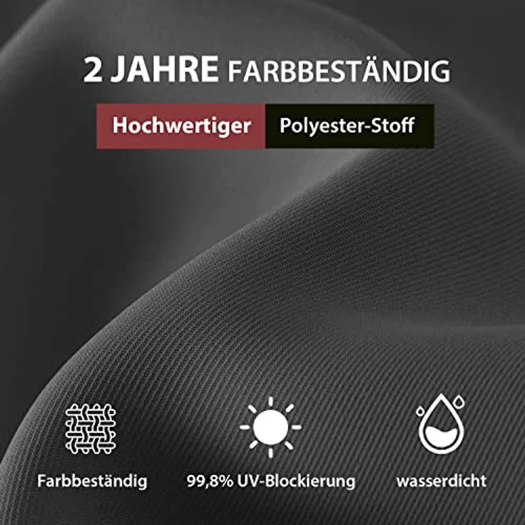 Sekey® 180×130cm Sonnenschirm für Balkon, Terrasse& Garten,Windfest Kippbar Grau UPF 50+ Rechteckig – Bild 6