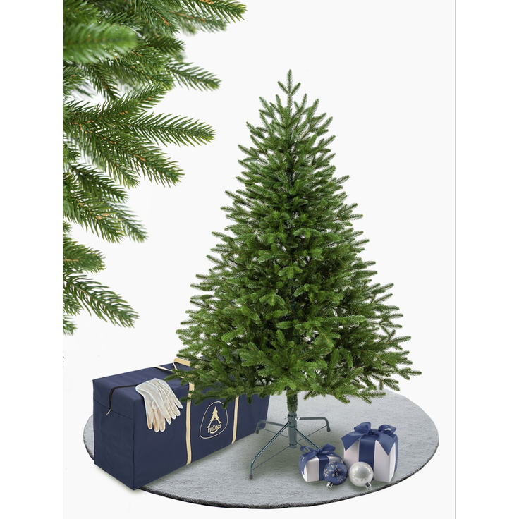 EveXmas Adele Künstlicher Weihnachtsbaum Grün 215 cm mit 450 LEDs – 100% PE Spritzguss, Nordmanntanne-Optik, inkl. Metallständer, Tasche & Baumkorb – Bild 3