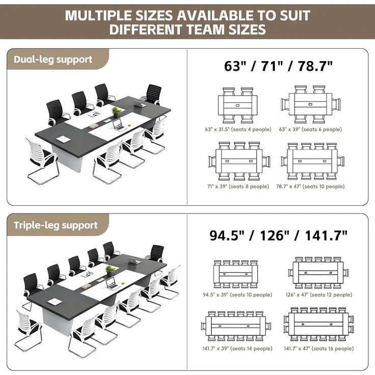 Konferenztisch Besprechungstisch Tischplatte25mm Büro 360*100*74cm A1 – Bild 5