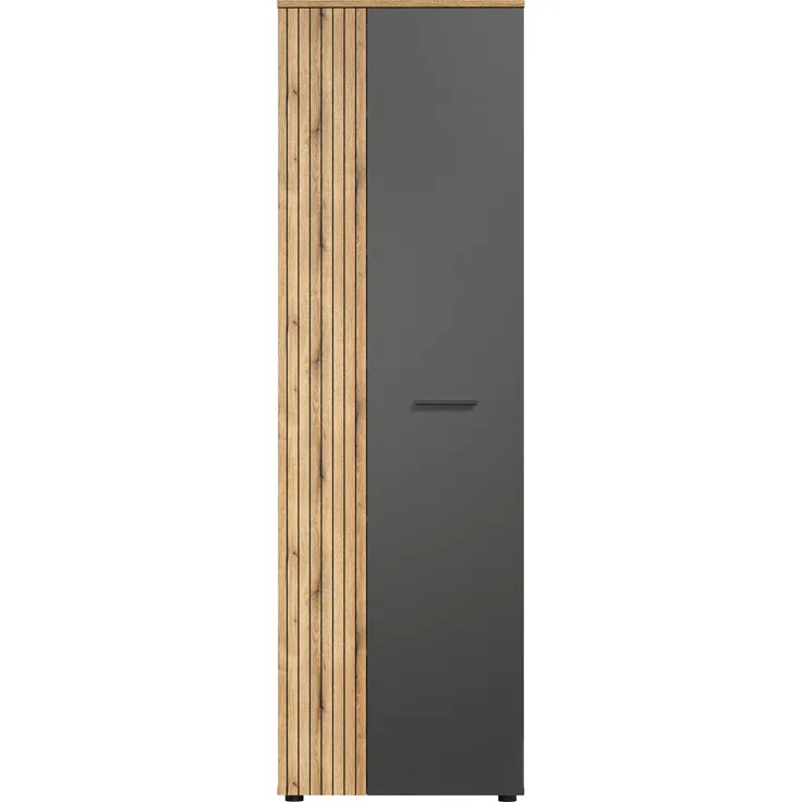 'Esteban' Garderobenschrank / Schuhschrank, Holz, grau und Eiche Evoke, 195 x 36 x 60 cm