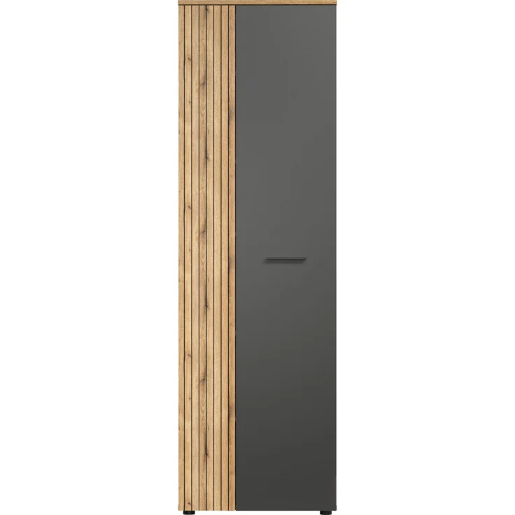 'Esteban' Garderobenschrank / Schuhschrank, Holz, grau und Eiche Evoke, 195 x 36 x 60 cm – Bild 1