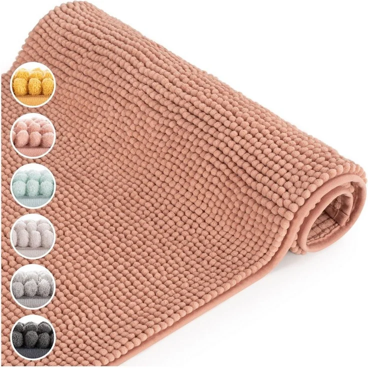 Blumtal Badematte Chenille weicher Badezimmerteppich, strapazierfähig, rutschfest, Polyester, Läufer, 40°C maschinenwaschbar – Bild 1