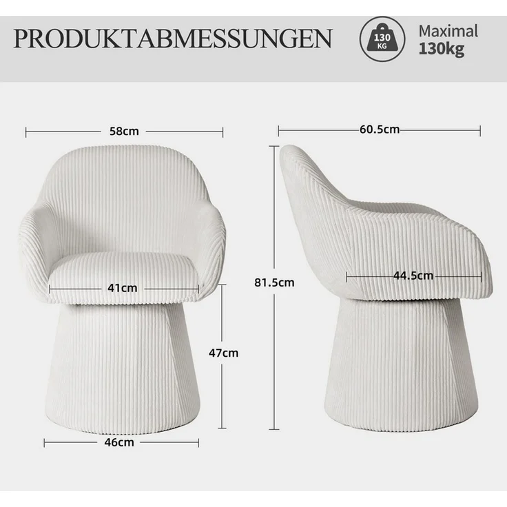Duhome Esszimmerstuhl (7186A1), 360-Grad-Drehstuhl, Kegeldesign Polsterstuhl – Bild 3