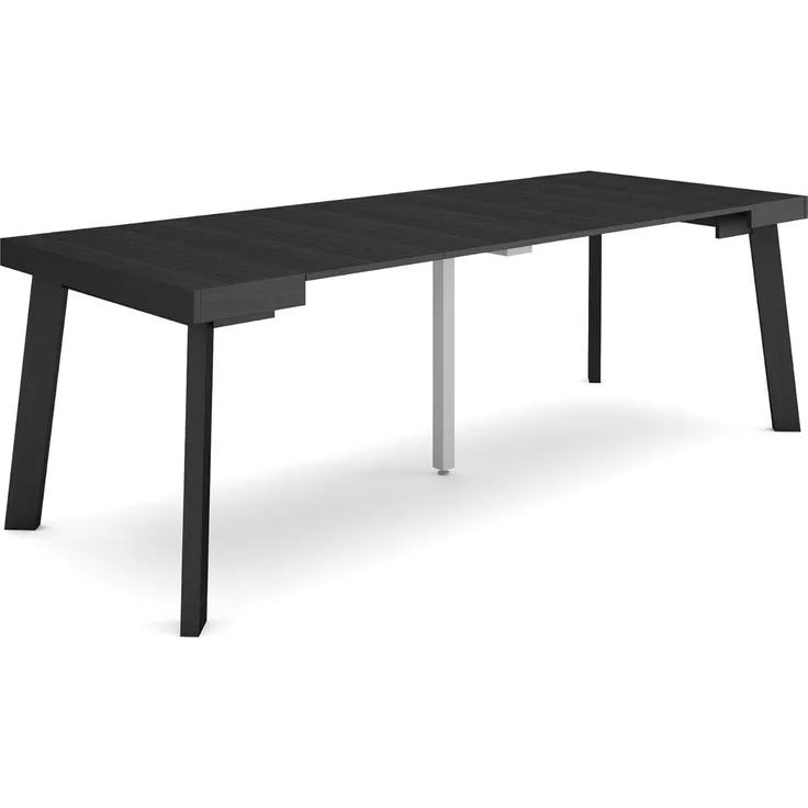 Skraut Home | Ausziehbarertisch | Multifunktionaler ausziehbarer | 220 | Für 10 Gäste | Hölzerne Beine | Moderner Stil | Schwarz