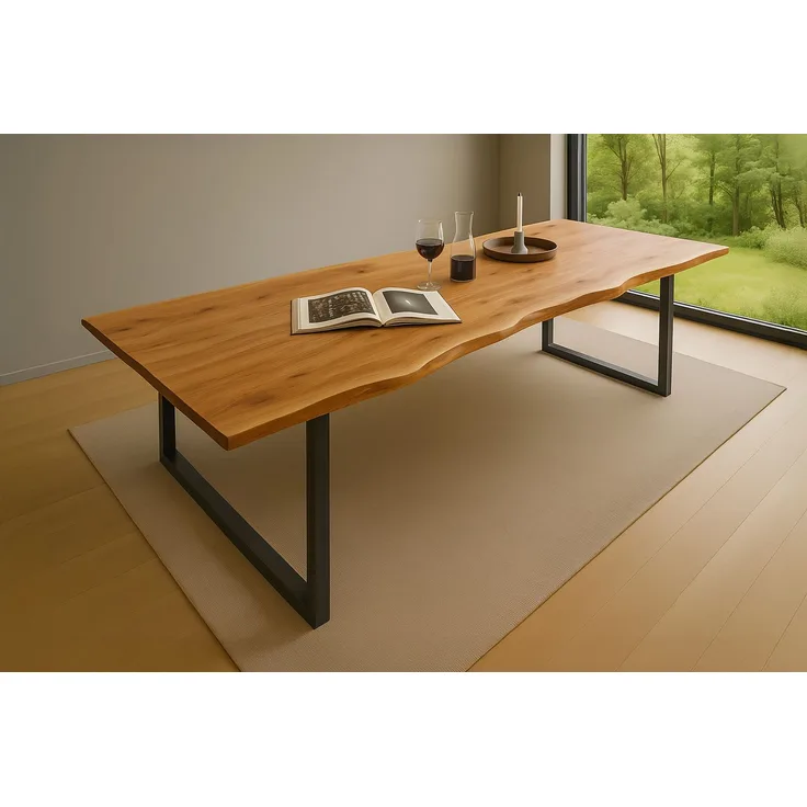 Esstisch Baumkante massiv Akazie natur 240 x 100 schwarz QUINN 69052230