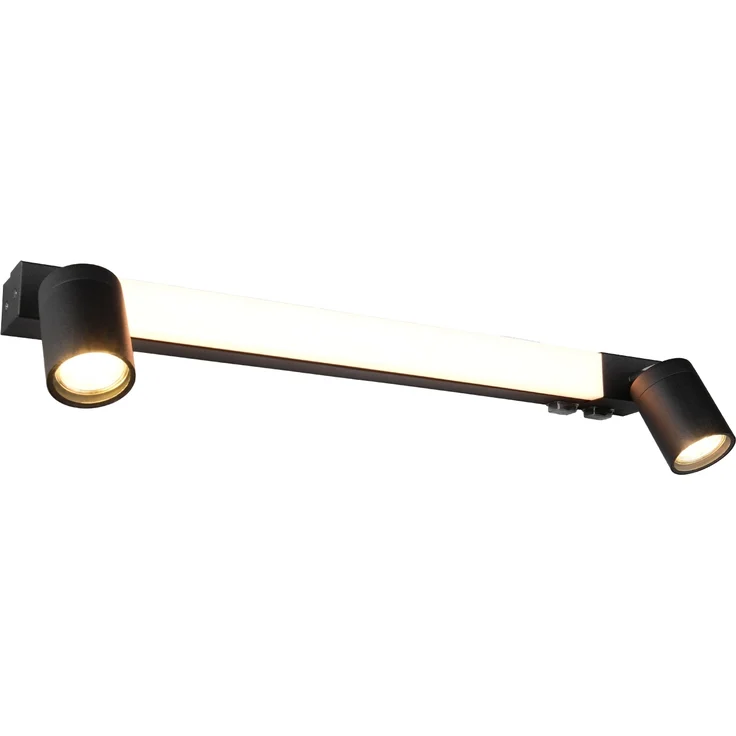 LED Bad Spiegelleuchte mit 2 Strahlern & Schalter, Schwarz Breite 60cm – Bild 2