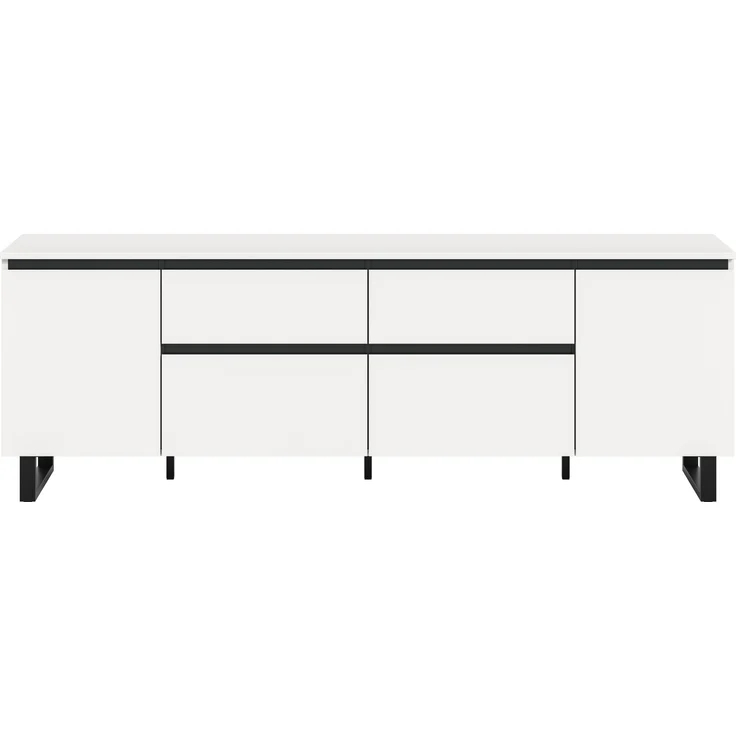 Lowboard B/H/T: 188x65x36 cm in weiß Melamin und schwarz – Bild 2