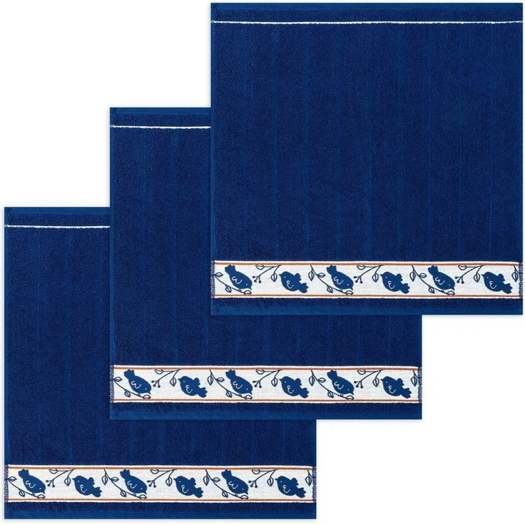 Kracht Geschirrtuch Piepmatz, (Set, 3-tlg, Set), 3er Pack Frottee Küchenhandtücher (3 Stück) ca. 50x50 cm Baumwolle – Bild 2