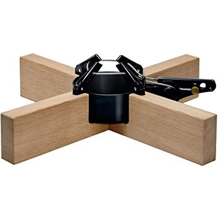 KRINNER Design Weihnachtsbaum Christbaumständer Kopenhagen Eiche/schwarz 50 cm inkl. Fußpedal-und Einseiltechnik für Baumhöhe bis 2,5m