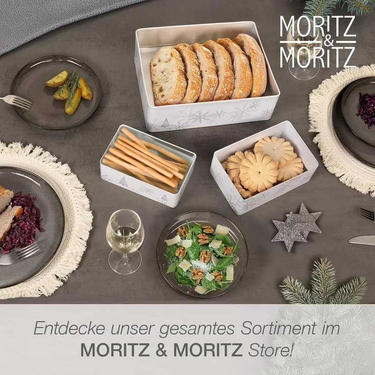 Moritz & Moritz Keksdose Weihnachten Keksdosen mit Deckel rechteckig 5tlg Set, Metall, (Set, 5-tlg, Set), Blechdose mit Deckel im festlichem Design – Bild 7