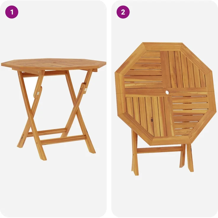 vidaXL 5-teiliges klappbares Garten-Bistro-Set Natur Massivholz Teak 3434112 – Bild 8