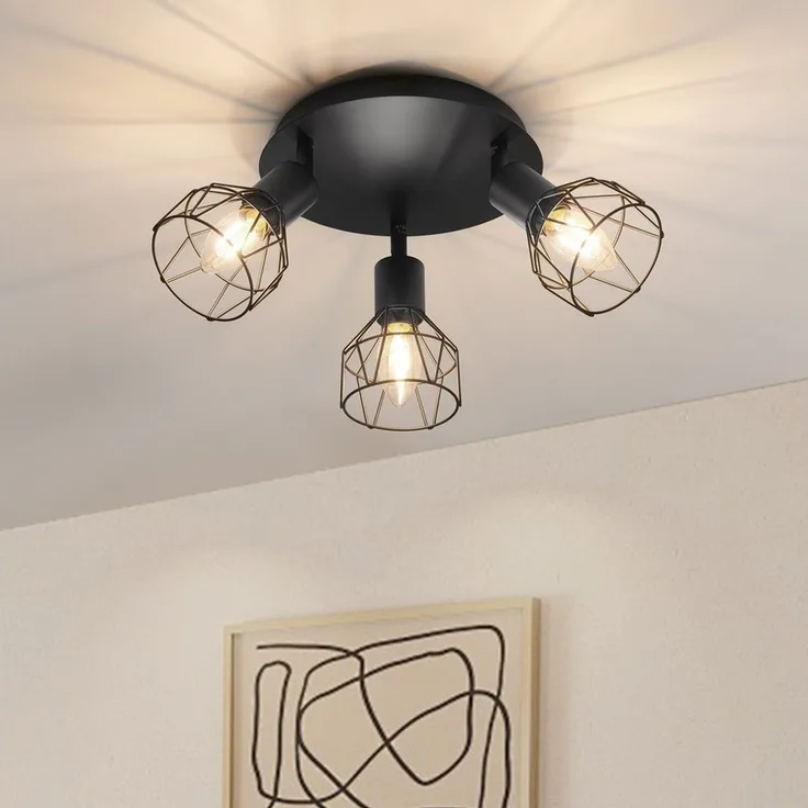 Zedelmaier Deckenstrahler Deckenleuchten 2/3/4 Flammig Deckenspots, E14/40W, ohne Leuchtmittel, ohne Leuchtmittel, Schwenkbar 350°, für Wohnzimmer Schlafzimmer Arbeitszimmer