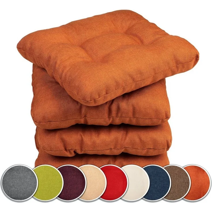 sunnypillow Stuhlkissen 4er Set Stuhlkissen 40x40 cm Bequeme 8cm, Polsterauflage Auflage für Stühle / Bänke – Bild 1