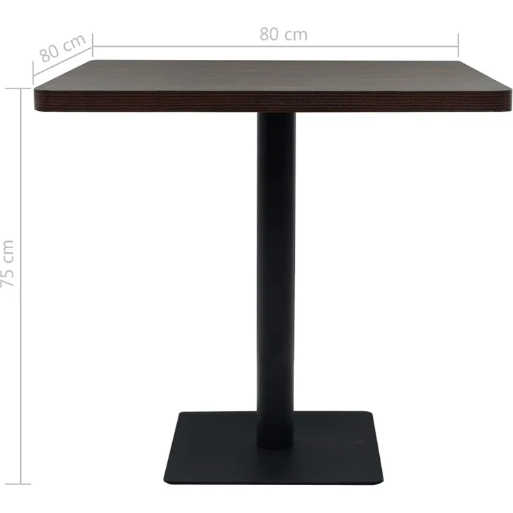 Bistrotisch MARV Quadratisch 80x80x75cm Dunkle Esche | Esstisch eckig kleiner Tisch Cafe Gartentisch Balkontisch Outdoortisch – Bild 6