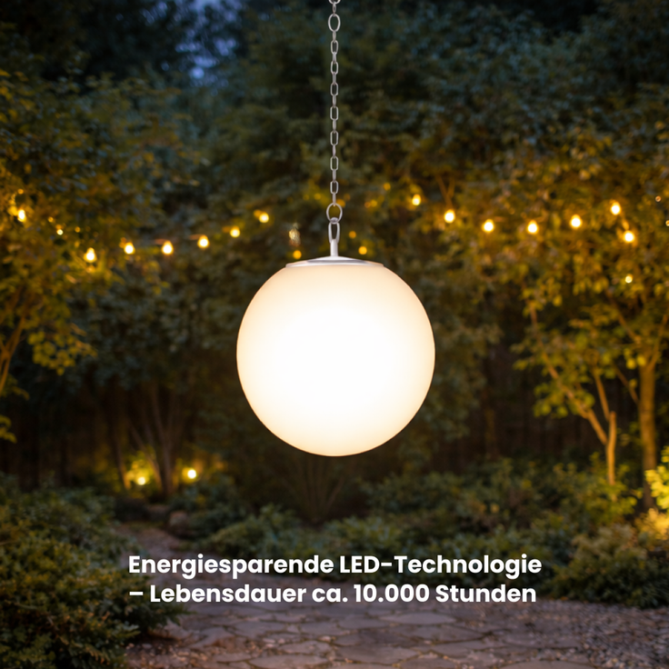 Star Trading Solar Dekoration Globy 30cm, Warmweiß LED, 35/70 Lumen, Dämmerungssensor, Hängende Garten Kugel, Außenleuchte, Weiß – Bild 8