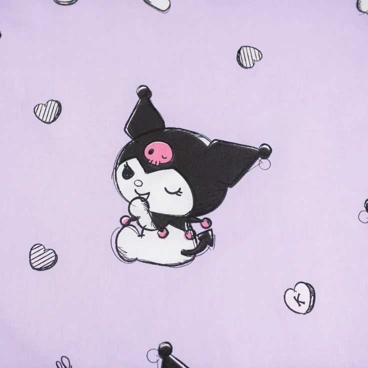 Kuromi Bettwäsche Set aus Baumwolle Bettdeckenbezug 140 × 200 cm mit 70 × 90 cm Kissenbezug – Bild 4