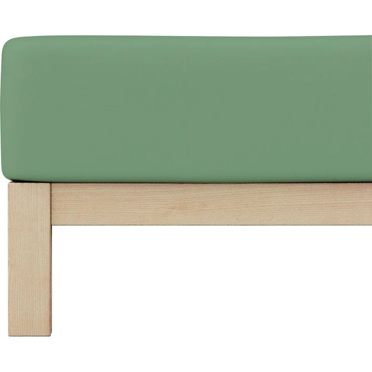Schlafgut 'Pure' Spannbettlaken, Gummizug: rundum, für Matratzen bis 30cm Höhe, Bio-Baumwolle mit Elasthan, Green Mid, S 90x190 cm - 100x220 cm – Bild 4