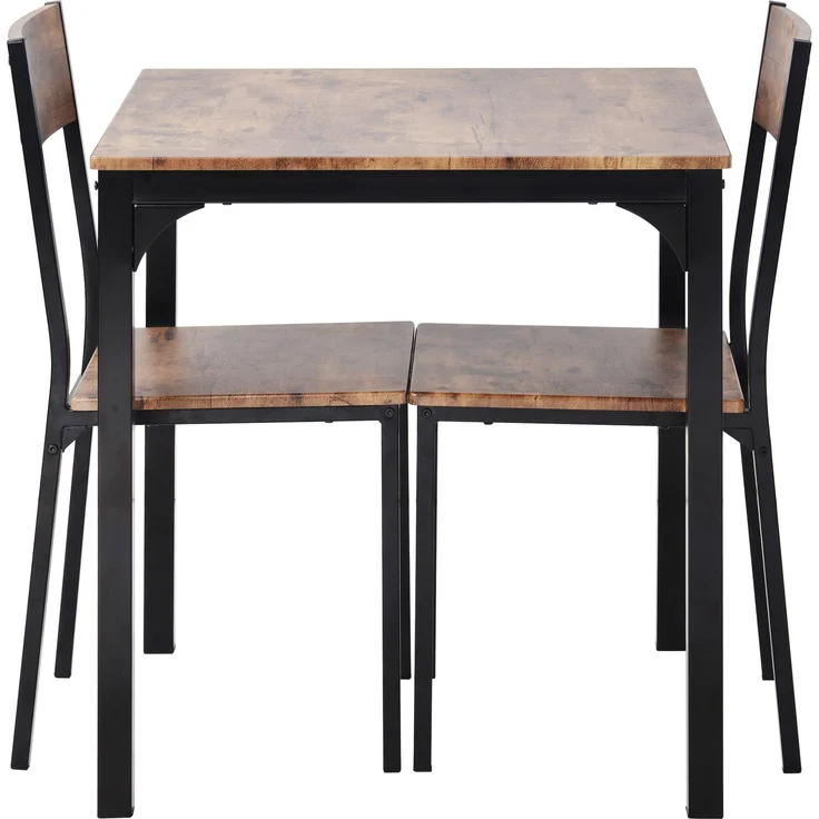 Sitzgruppe Essgruppe Esszimmergruppe L70 cm x B70 cm x H75 cm Esstisch mit 2 Stühlen Balkon Esszimmer Wohnzimmer Vintagebraun MDF PVC Metallrahmen – Bild 10