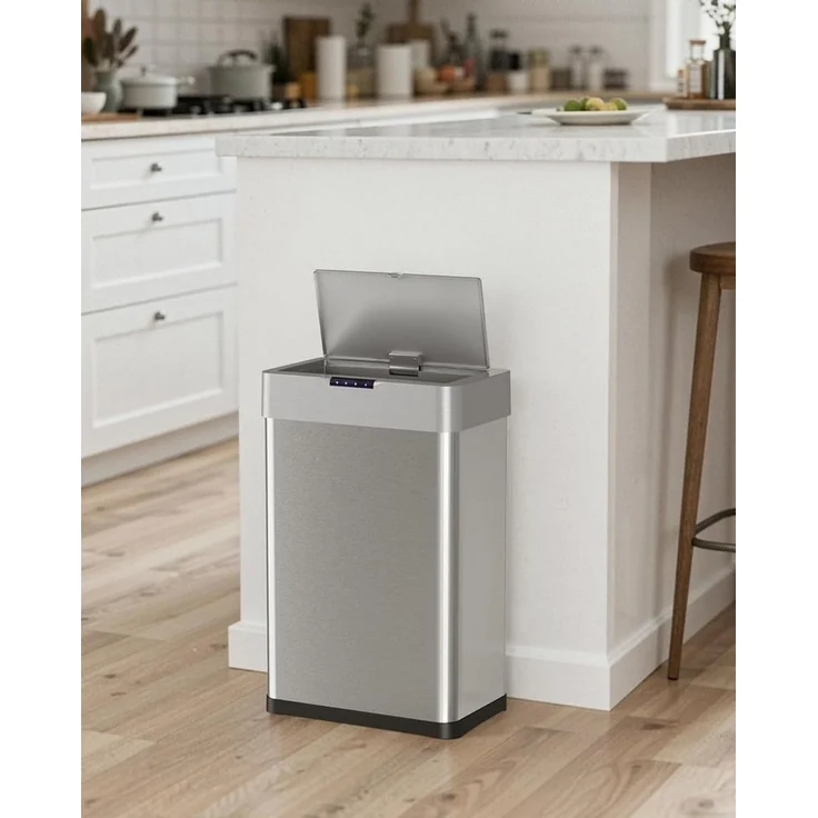 TLGREEN Mülleimer mit Sensor,automatischer Abfalleimer 30/50/60 L, mit Klemmring für Müllbeutel,Softclose-Deckel, Stahl – Bild 2