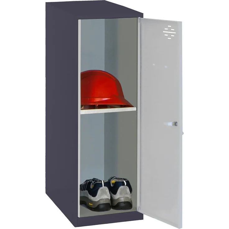 Simon Rack Simonlocker Kommode, klein, 915 x 300 x 500 mm, Amario aus Metall, mit Schlüssel, Anthrazit/Grau