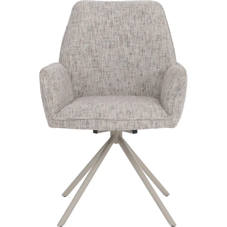 Esszimmerstuhl HWC-G67, Küchenstuhl, drehbar Auto-Position Metall Chenille (410g/m²) ~ Gestell creme, beige-hellgrau – Bild 7