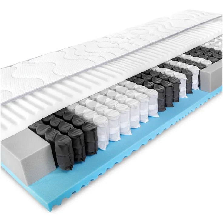 BMM Matratze Komfort 23 TFK/Taschenfederkernmatratze Öko-Tex Zertifiziert/ergonomische 7 Zonen Matratze Höhe 23 cm/Matratzen produziert in Deutschland 100x190 cm H4