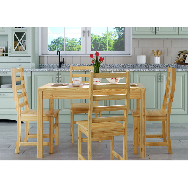 Essgruppe für Vier mit Tisch und modernen Stühlen Kiefer Massivholz 90.70-51 C-Set 21 – Bild 3