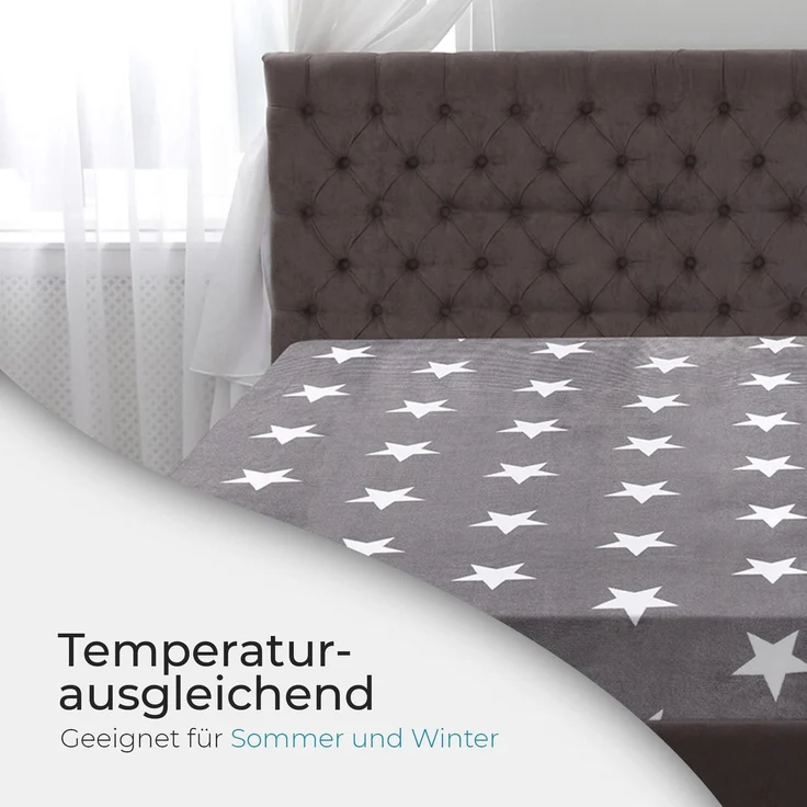 Spannbettlaken Cashmere Touch 90-100 x 200cm Anthrazit Sterne – Bild 7
