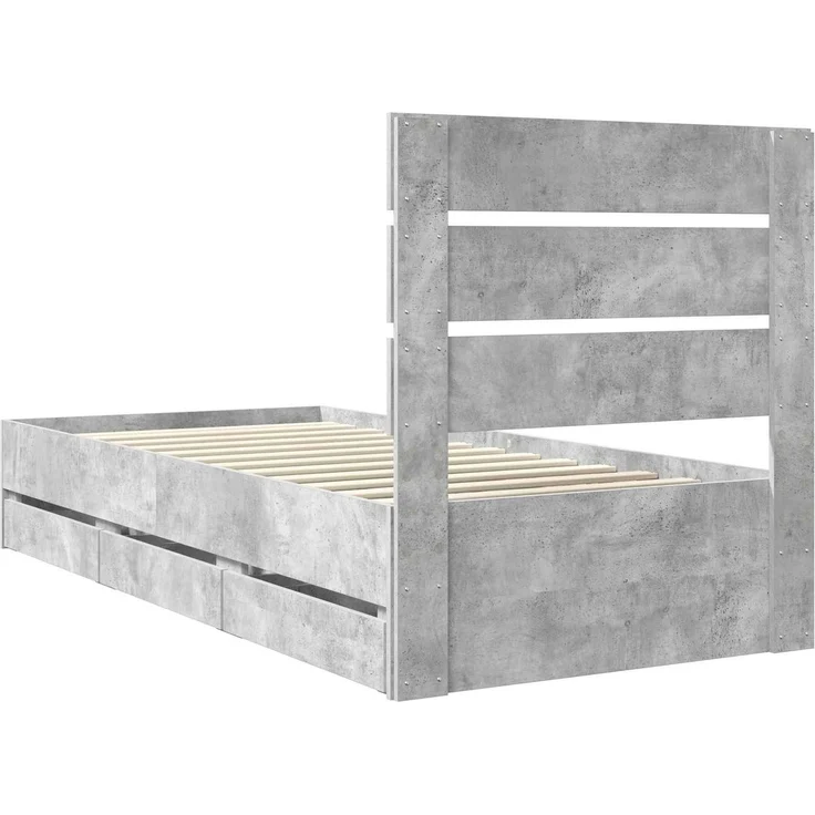 vidaXL Bettrahmen mit Schubladen Betongrau 90 x 190 cm Ingenieurs Holz 3411865 – Bild 10
