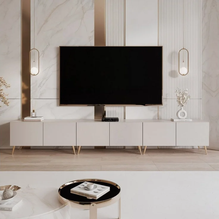 yourhouse24 Lowboard TV ANGEL 300 auf Füßen mit LED-Beleuchtung – Griffloses Design – Bild 2