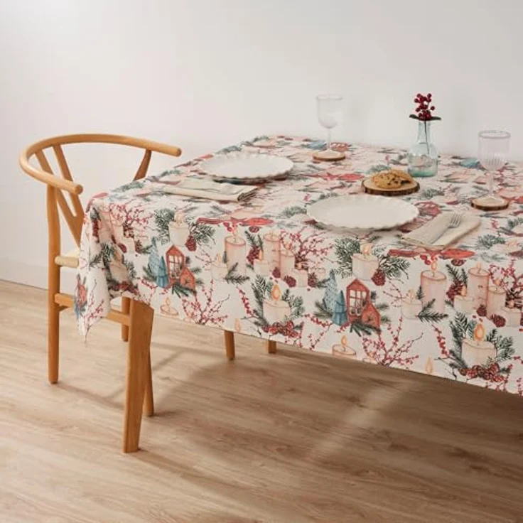 BELUM | Weihnachtstischdecke | Anti-Fleck-Tischdecke | Rechteckig Harz | Tischdecke (laminiert) | Tischdecke | Tischdecke | Heimtisch (140x140 cm) – Bild 8