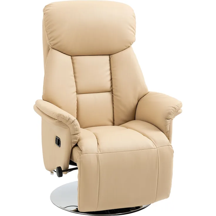 MELAYR, Relaxsessel, Liegefunktion, Lederoptik, Fußstütze, bis 150 kg, 78 x 80 x 109 cm, Beige