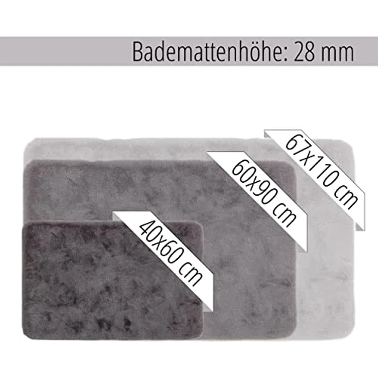 Schöner Wohnen Kollektion Badteppich 'Bali', grau, 60 x 90 cm, waschbar bei 30°C, rutschhemmend, geeignet für Fußbodenheizung – Bild 6