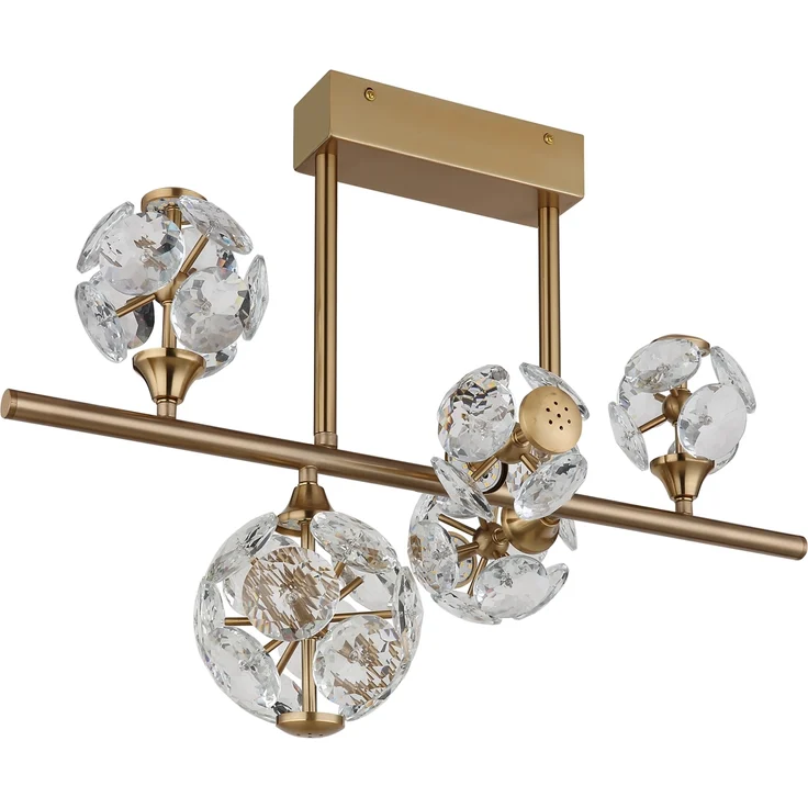 LED Deckenleuchte VIRINA 5-flammig Gold mit Kristall Glaskugeln, Breite 61cm – Bild 6