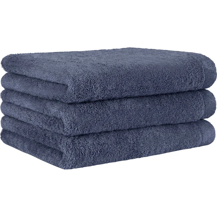 CAWÖ Handtuch, 3er Pack - Lifestyle, Walkfrottier, Baumwolle, einfarbig Nachtblau 50x100cm – Bild 1